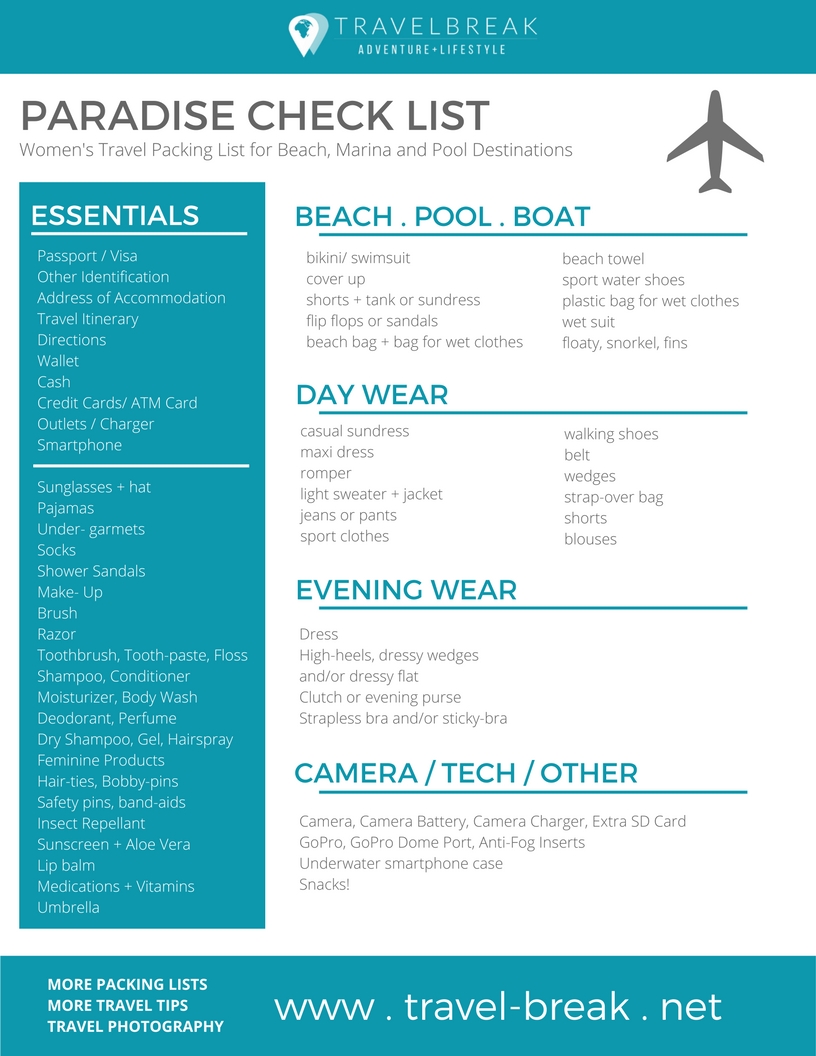 Teen vacation packing list