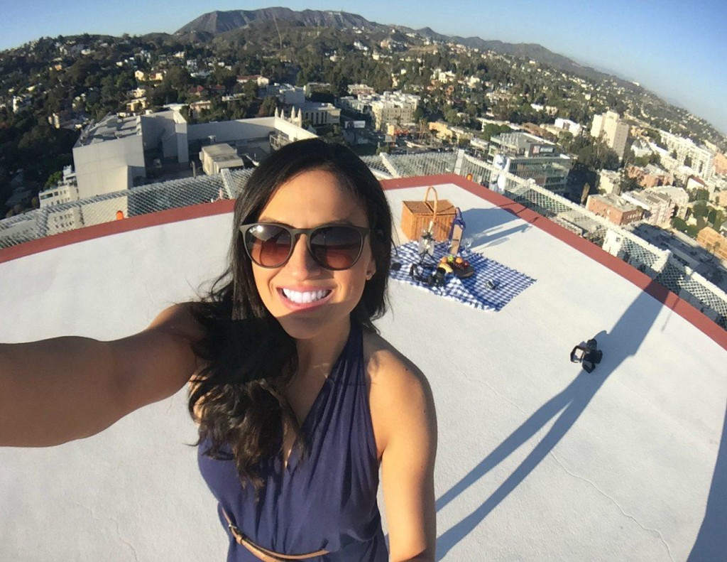 Catch More Background with iPhone Accessories + OlloClip double lens + Selfie Stick | Location: Helipad picnic at the Loews Hollywood Hotel