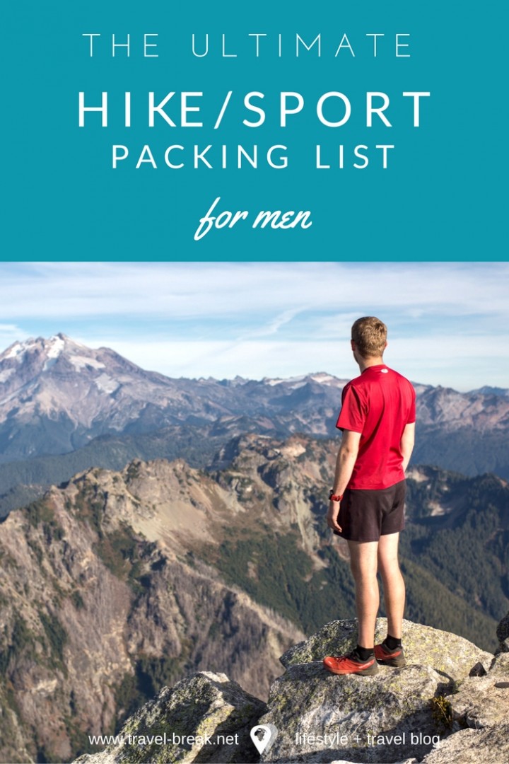 Men's outdoor travel checklist including active wear and camping gear. Complete guide from Travel-Break.net