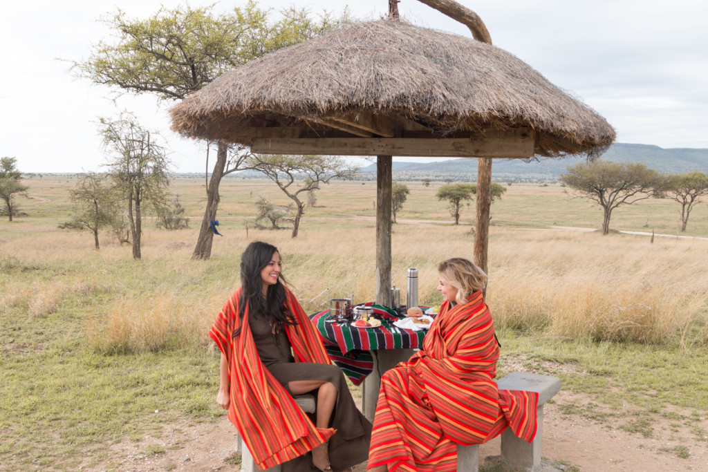 Start your Serengeti Safari with a sunrise breakfast. This is safe, reserved picnic area -- hosted by the Four Seasons Serengeti Lodge