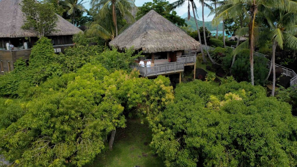 overlooking the bungalows and beaches