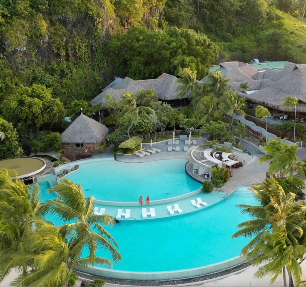 infinity pool overlooking the lagoon at Conrad Bora Bora Resort - best things to do in Bora Bora